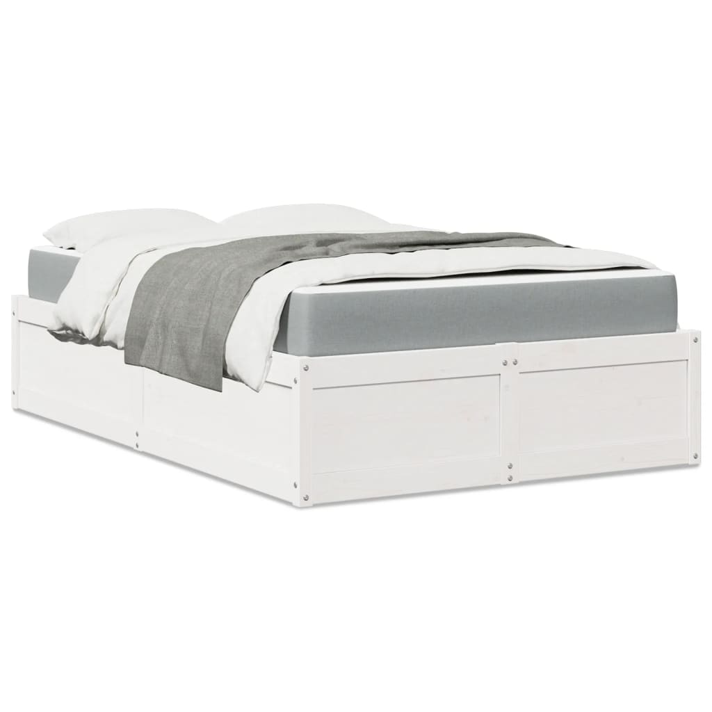 Bed with Mattress White 120x200 cm Solid Wood Pine