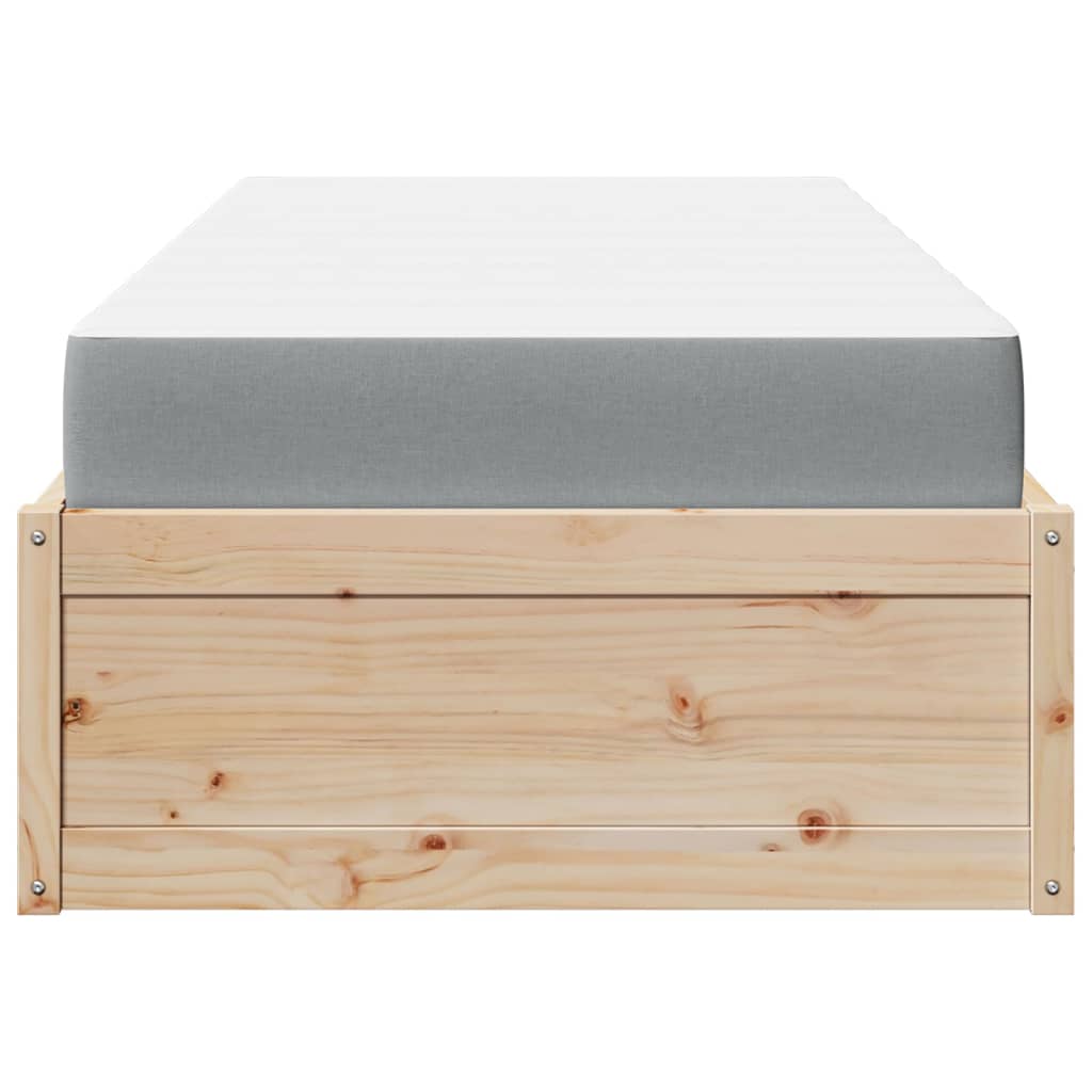 Bed with Mattress 100x200 cm Solid Wood Pine