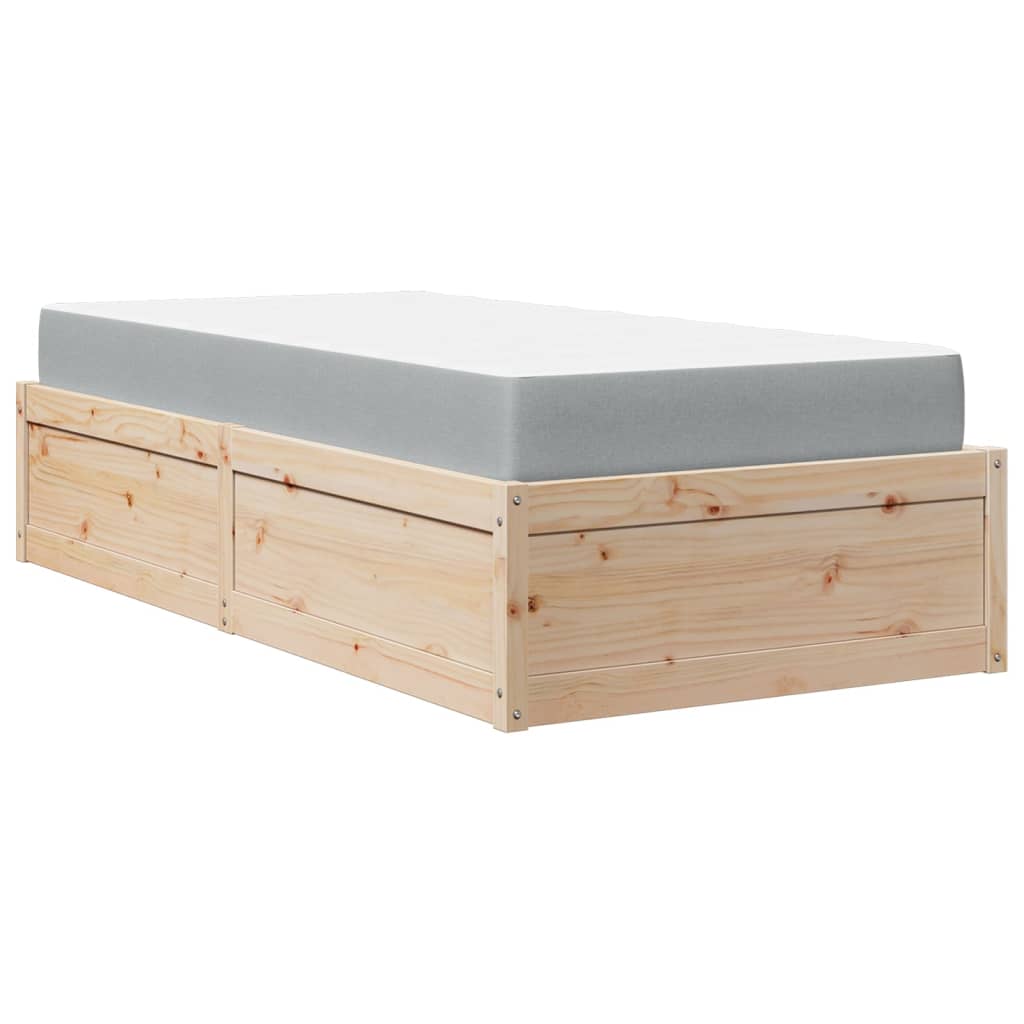 Bed with Mattress 100x200 cm Solid Wood Pine