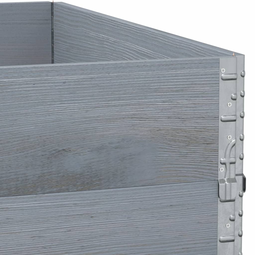 Pallet Collars 2 pcs Grey 100x100 cm Solid Wood Pine