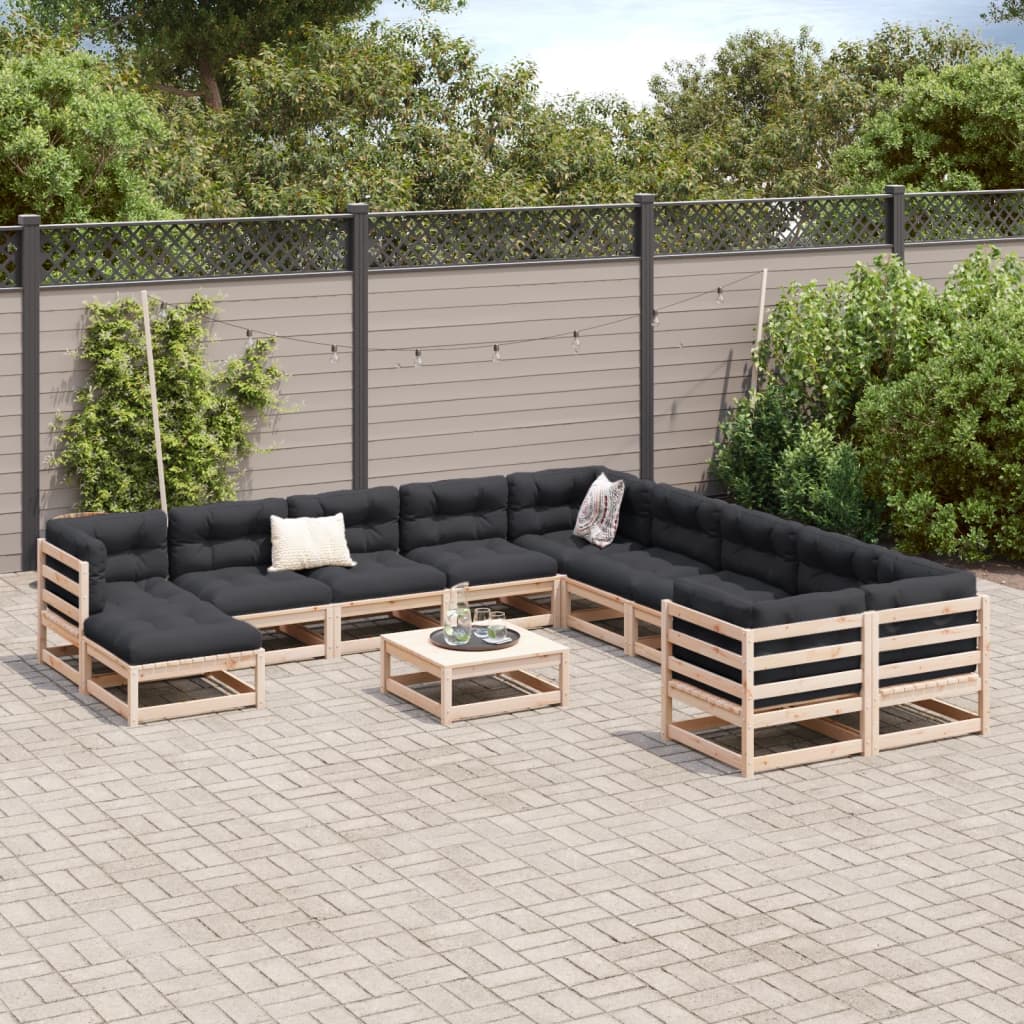 12 Piece Garden Sofa Set Solid Wood Pine