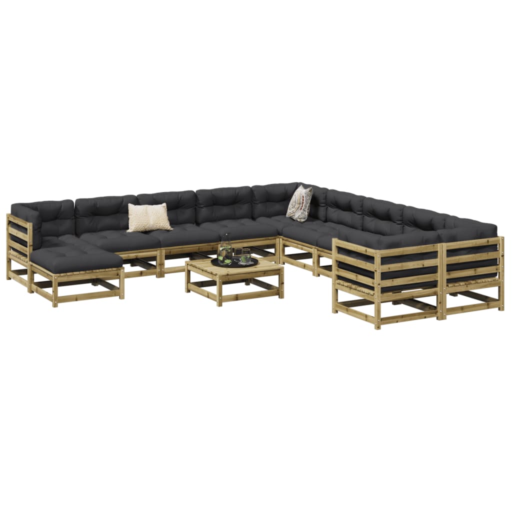 12 Piece Garden Sofa Set Impregnated Wood Pine
