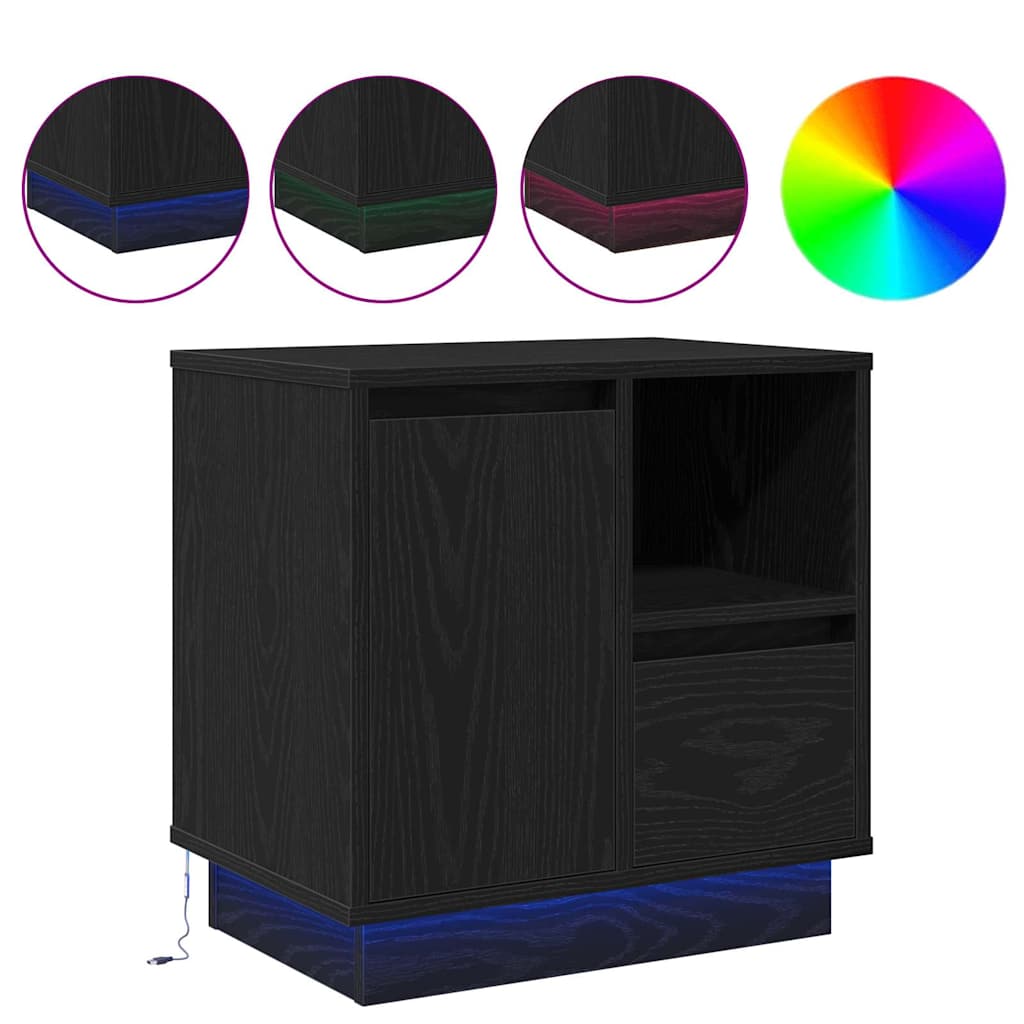 Bedside Cabinet 2 pcs Black 50 x 34.5 x 50 cm Engineered wood