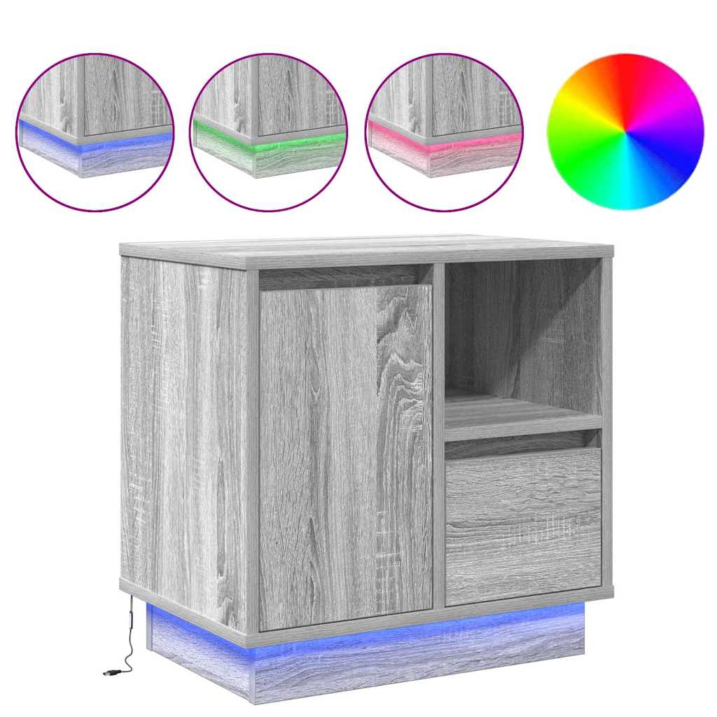 Bedside Cabinet 2 pcs Grey 50 x 34.5 x 50 cm Engineered wood
