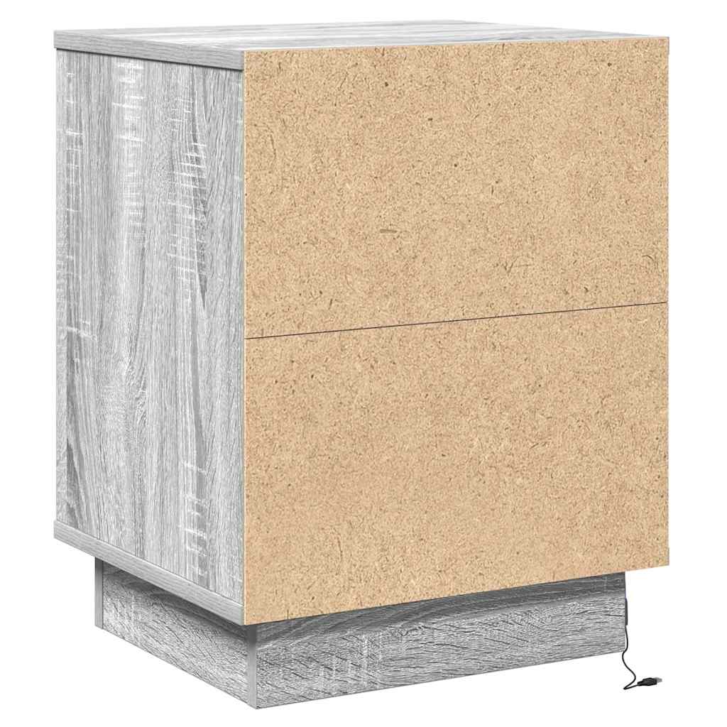 Bedside Cabinet 2 pcs Grey 39 x 34.5 x 50 cm Engineered wood