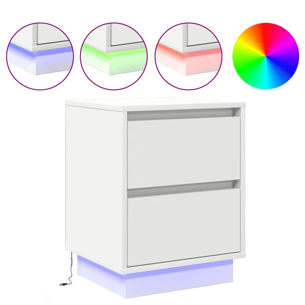 Bedside Cabinet 2 pcs White 39 x 34.5 x 50 cm Engineered wood