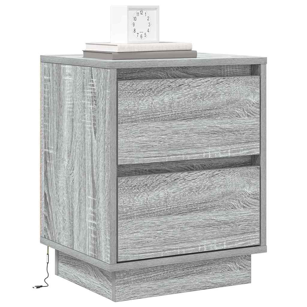 Bedside Cabinet 2 pcs Grey 39 x 34.5 x 50 cm Engineered wood