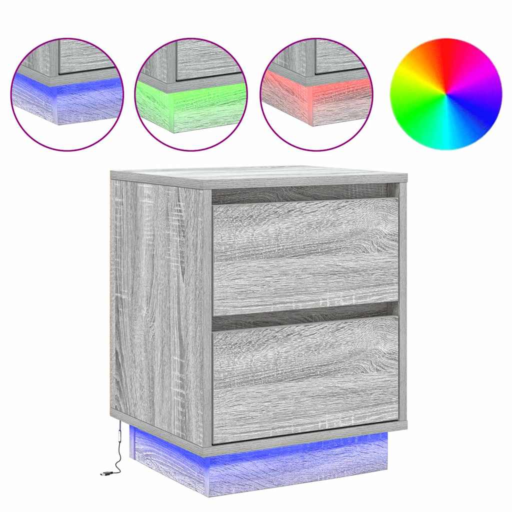 Bedside Cabinet 2 pcs Grey 39 x 34.5 x 50 cm Engineered wood