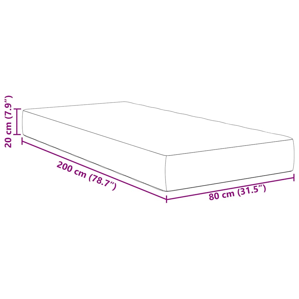 Bed Mattress with Mattress Grey 80 x 200 cm Fabric