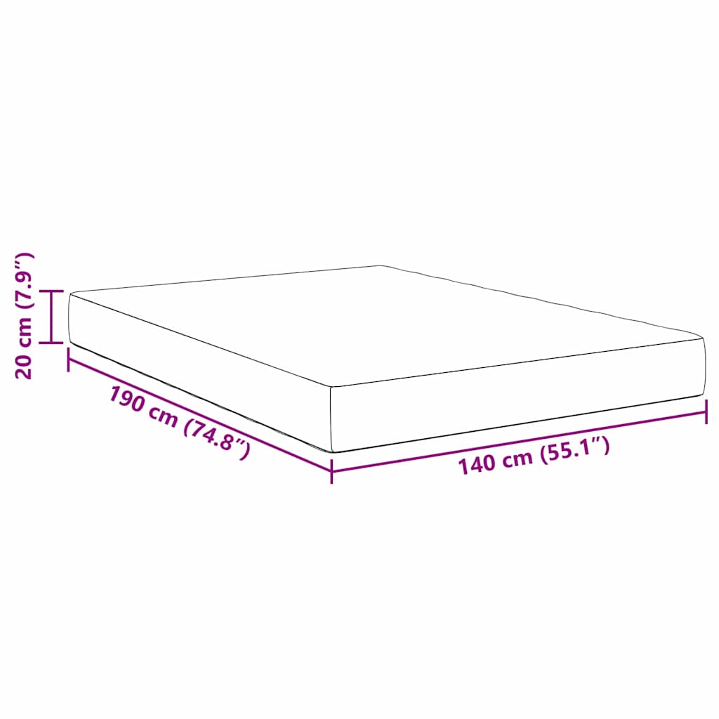 Bed Mattress with Mattress Light Grey 140 x 190 cm Fabric