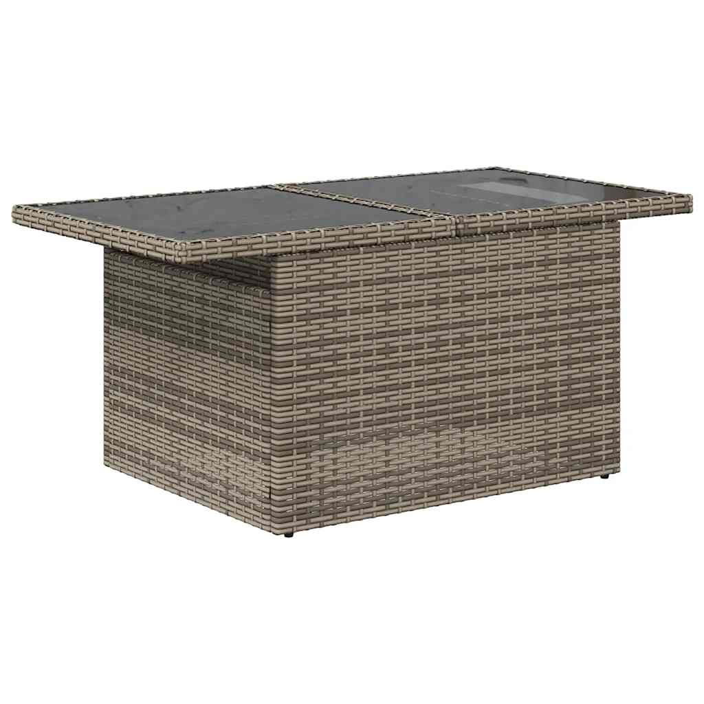11 Piece Garden Sofa Set with Cushions Grey Poly Rattan Acacia