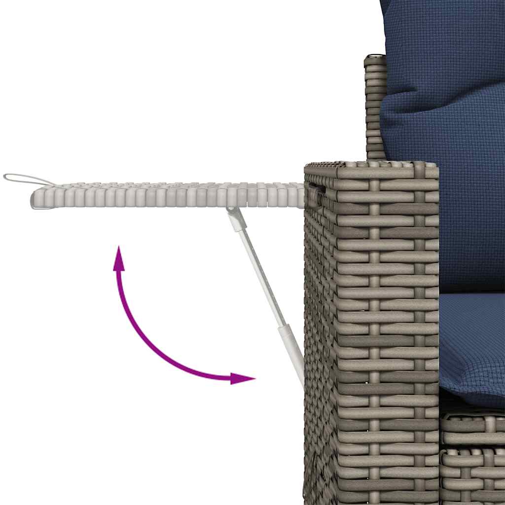 11 Piece Garden Sofa Set with Cushions Grey Poly Rattan Acacia