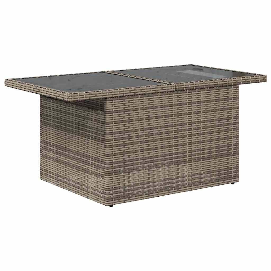 14 Piece Garden Sofa Set with Cushions Grey Poly Rattan Acacia
