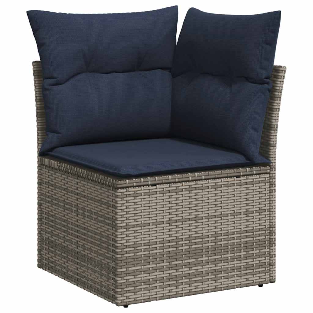 14 Piece Garden Sofa Set with Cushions Grey Poly Rattan Acacia