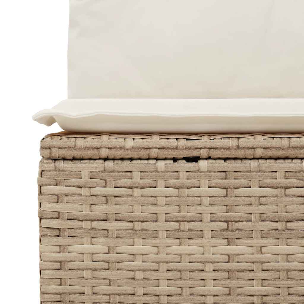 11 Piece Garden Sofa Set with Cushions Beige Poly Rattan Acacia