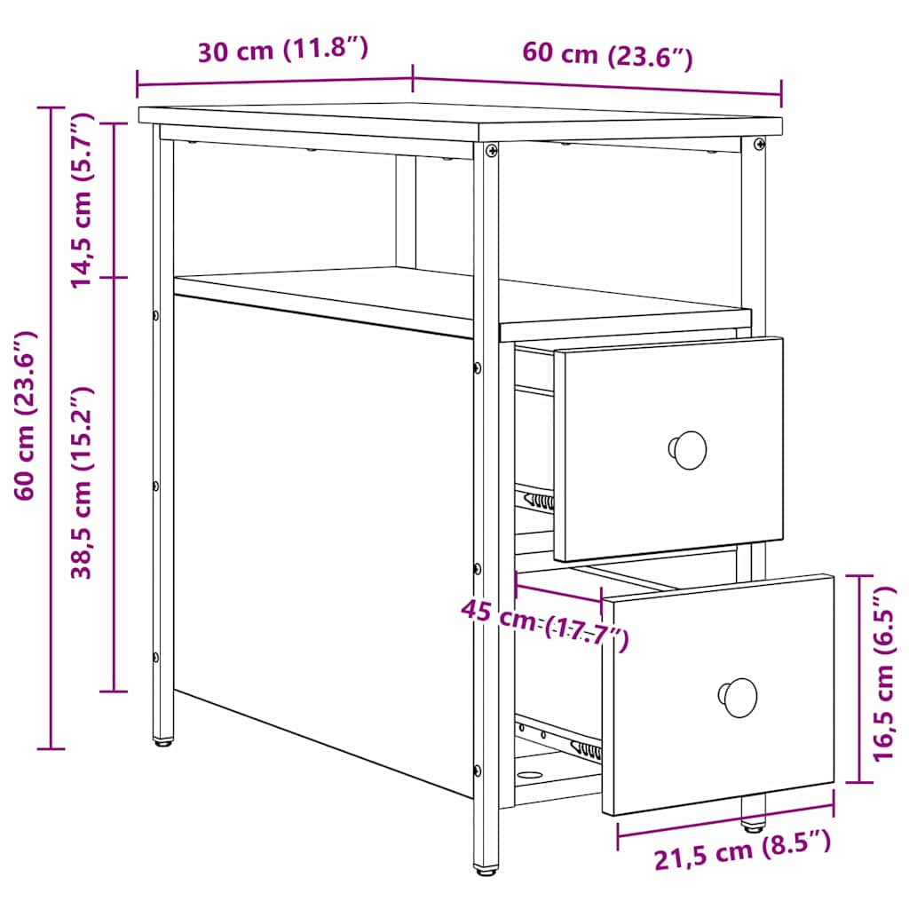 Bedside Cabinet 2 pcs Old wood 30 x 60 x 60 cm Engineered wood
