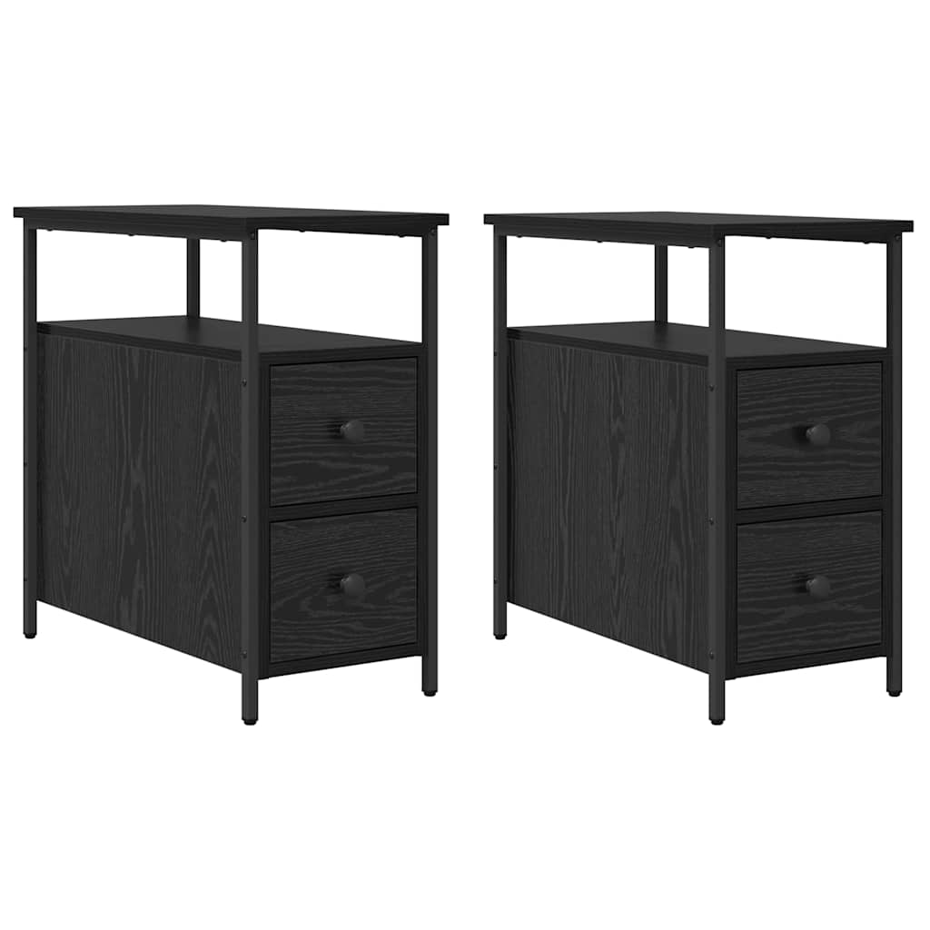 Bedside Cabinet 2 pcs Black oak 30 x 60 x 60 cm Engineered wood