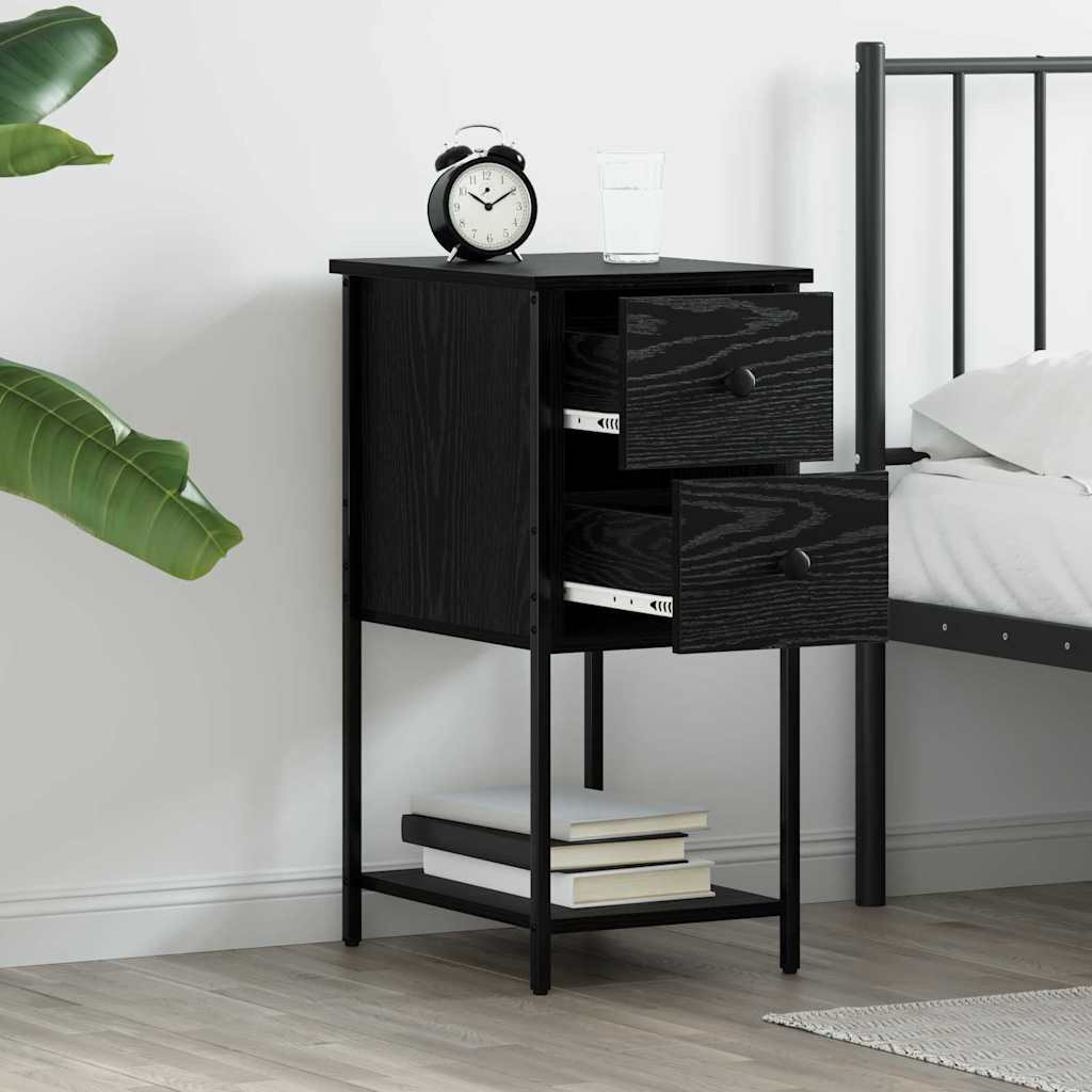 Bedside Cabinet 2 pcs Black oak 32 x 42 x 70 cm Engineered wood