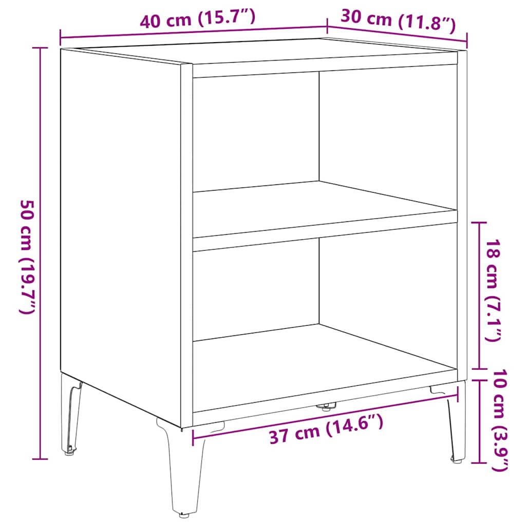 Bedside Cabinet 2 pcs Black oak 40 x 30 x 50 cm Engineered wood