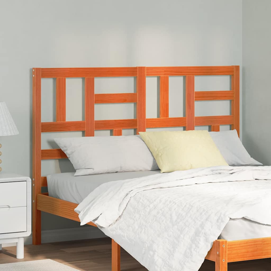 Bed Headboard Wax brown 145.5 x 4 x 104 cm Solid pine wood