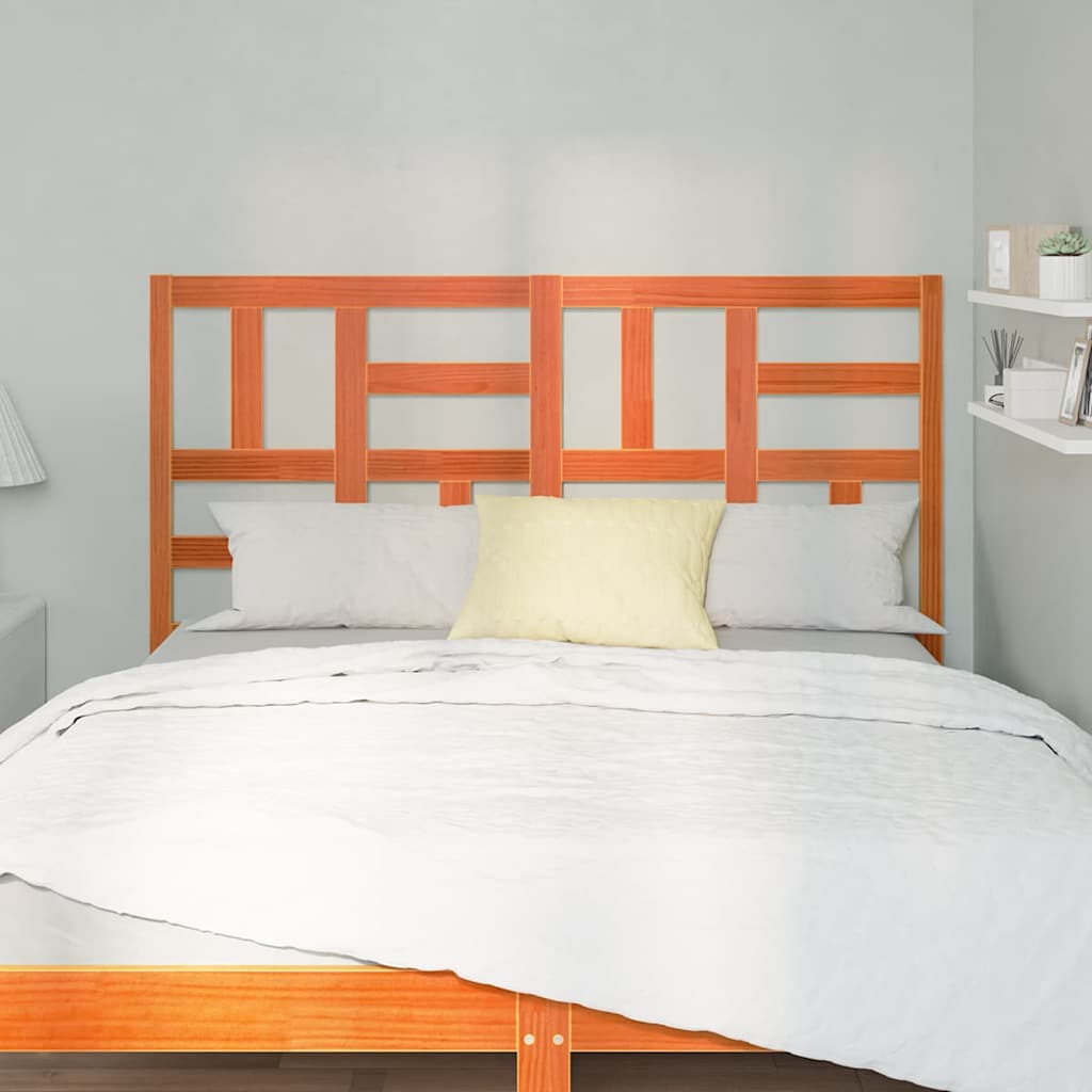 Bed Headboard Wax brown 145.5 x 4 x 104 cm Solid pine wood