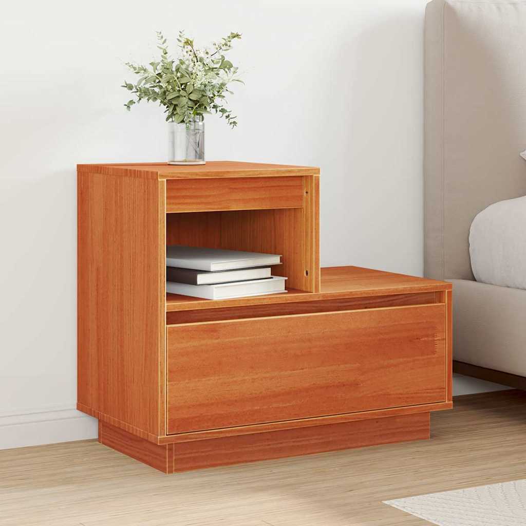 Bedside Cabinet 2 pcs Wax brown 60 x 34 x 51 cm Solid pinewood