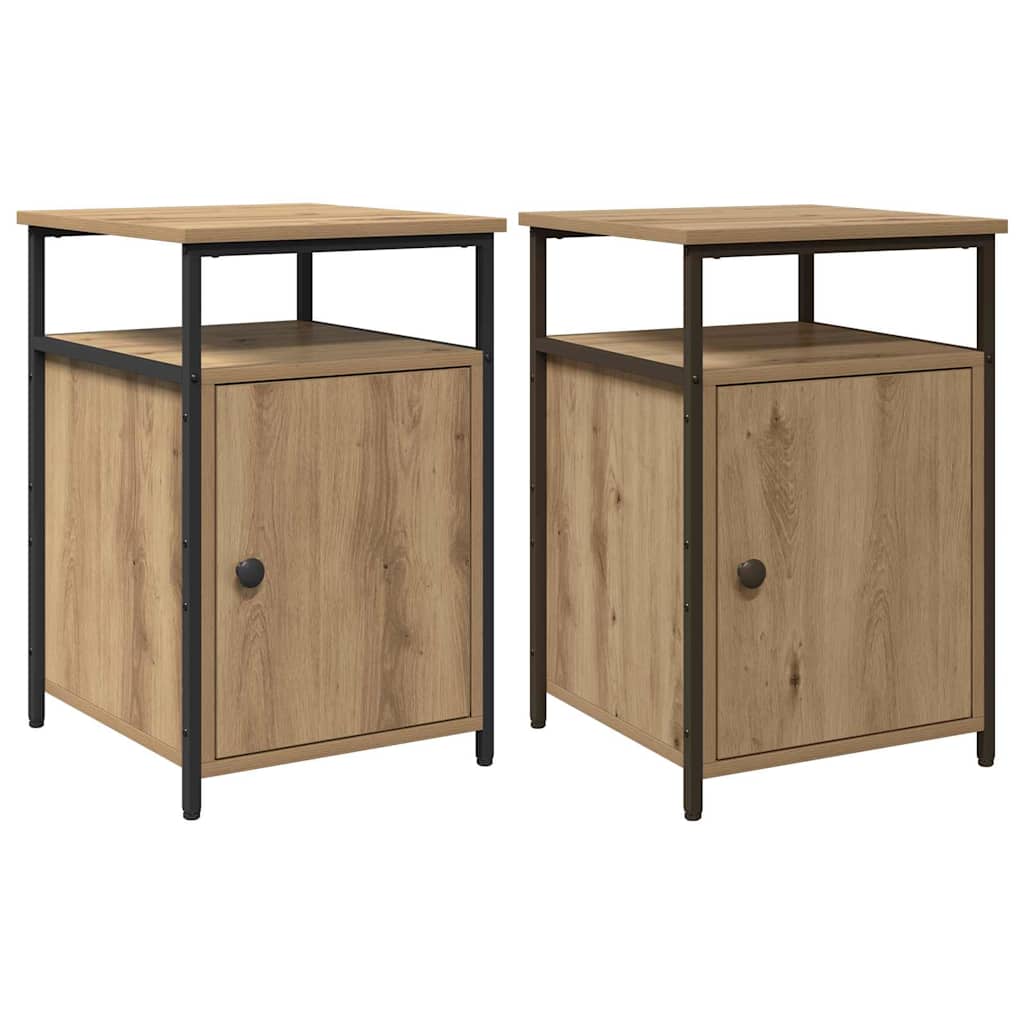 Bedside Cabinet 2 pcs Artisan oak Engineered Wood