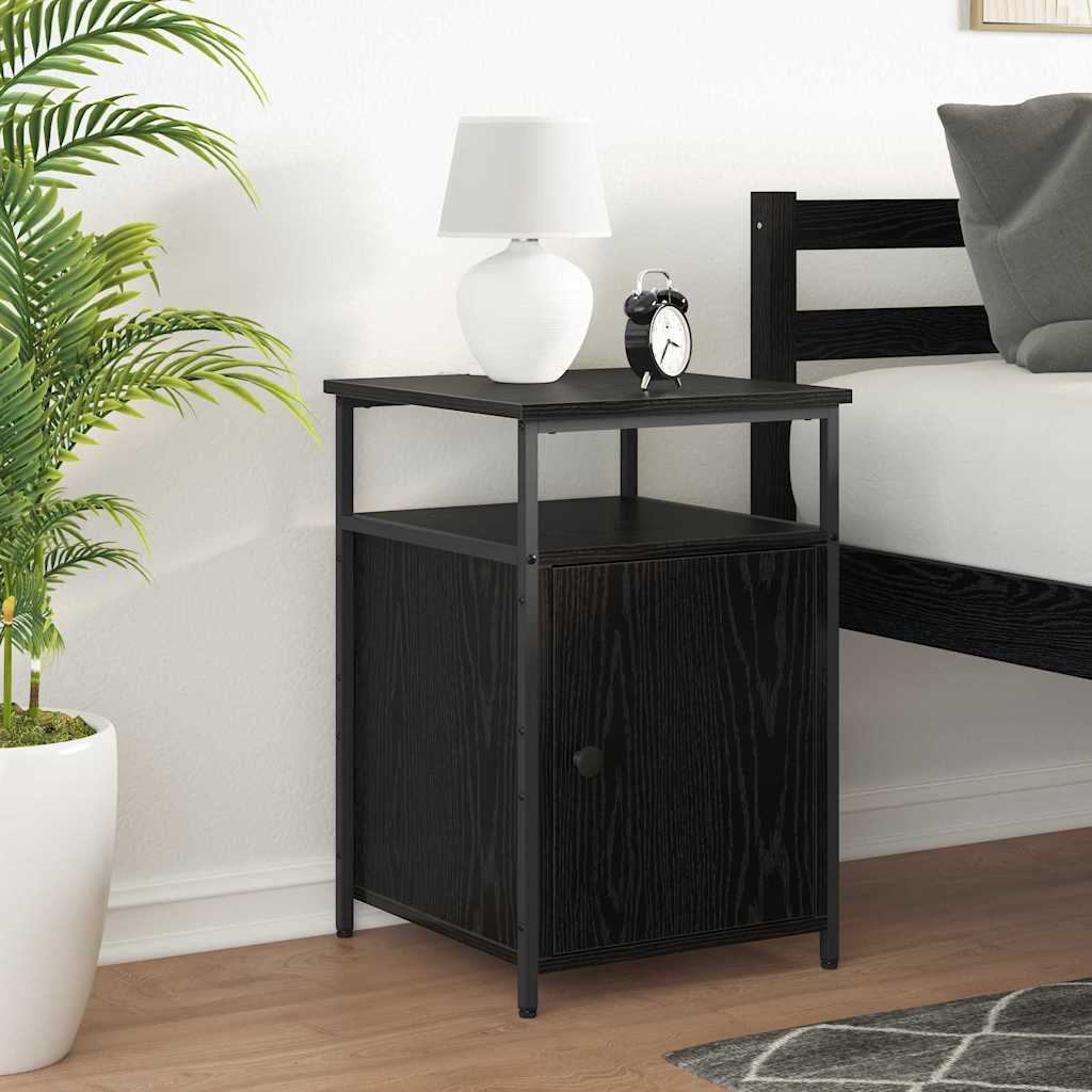 Bedside Cabinet 2 pcs Black oak Engineered Wood