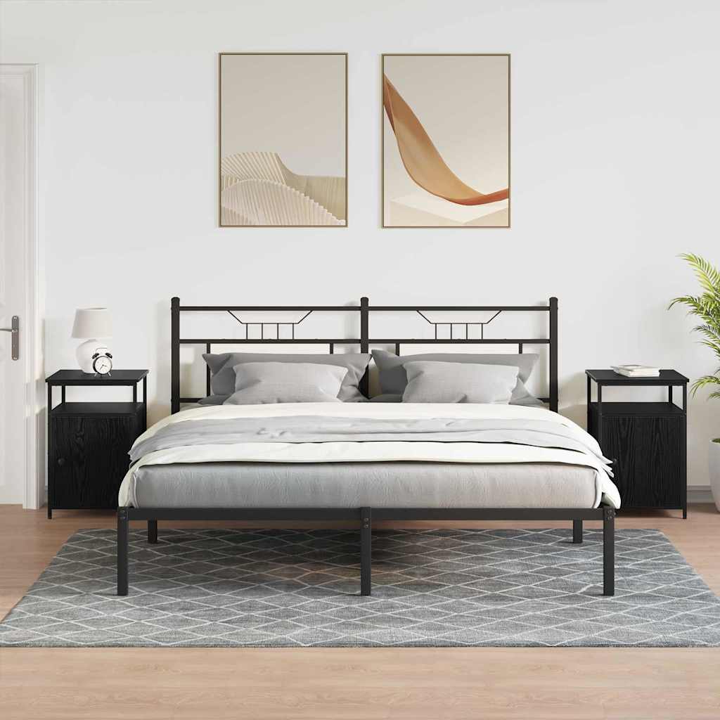 Bedside Cabinet 2 pcs Black oak Engineered Wood