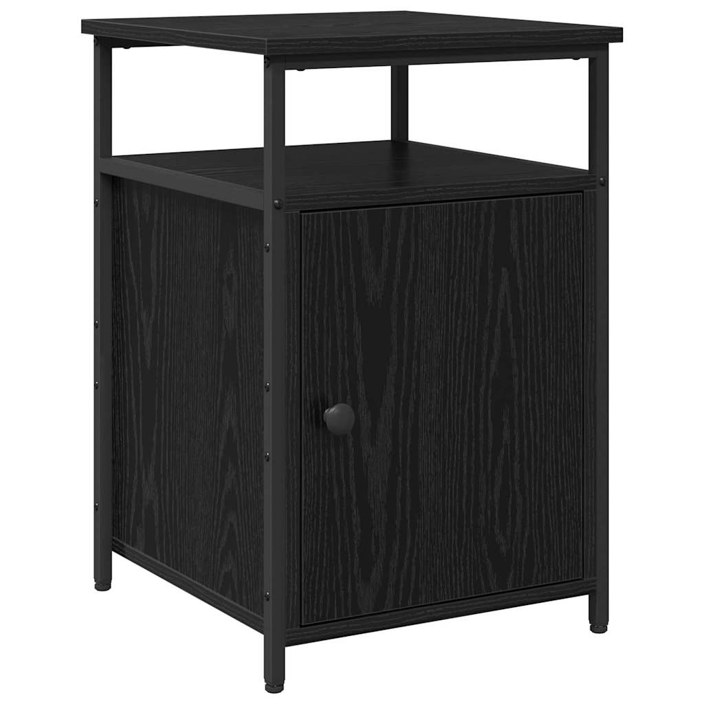 Bedside Cabinet 2 pcs Black oak Engineered Wood