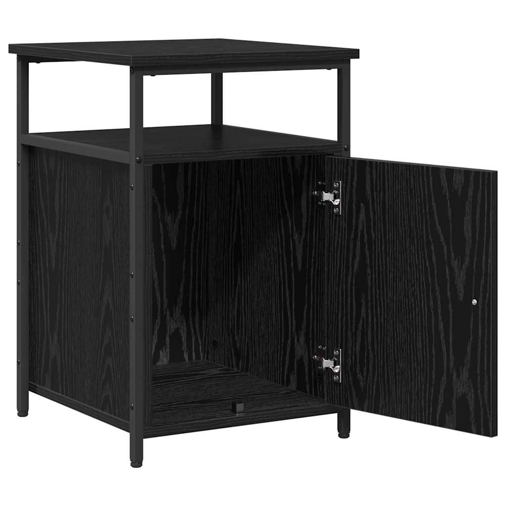 Bedside Cabinet 2 pcs Black oak Engineered Wood