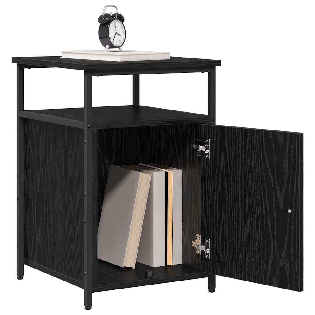 Bedside Cabinet 2 pcs Black oak Engineered Wood