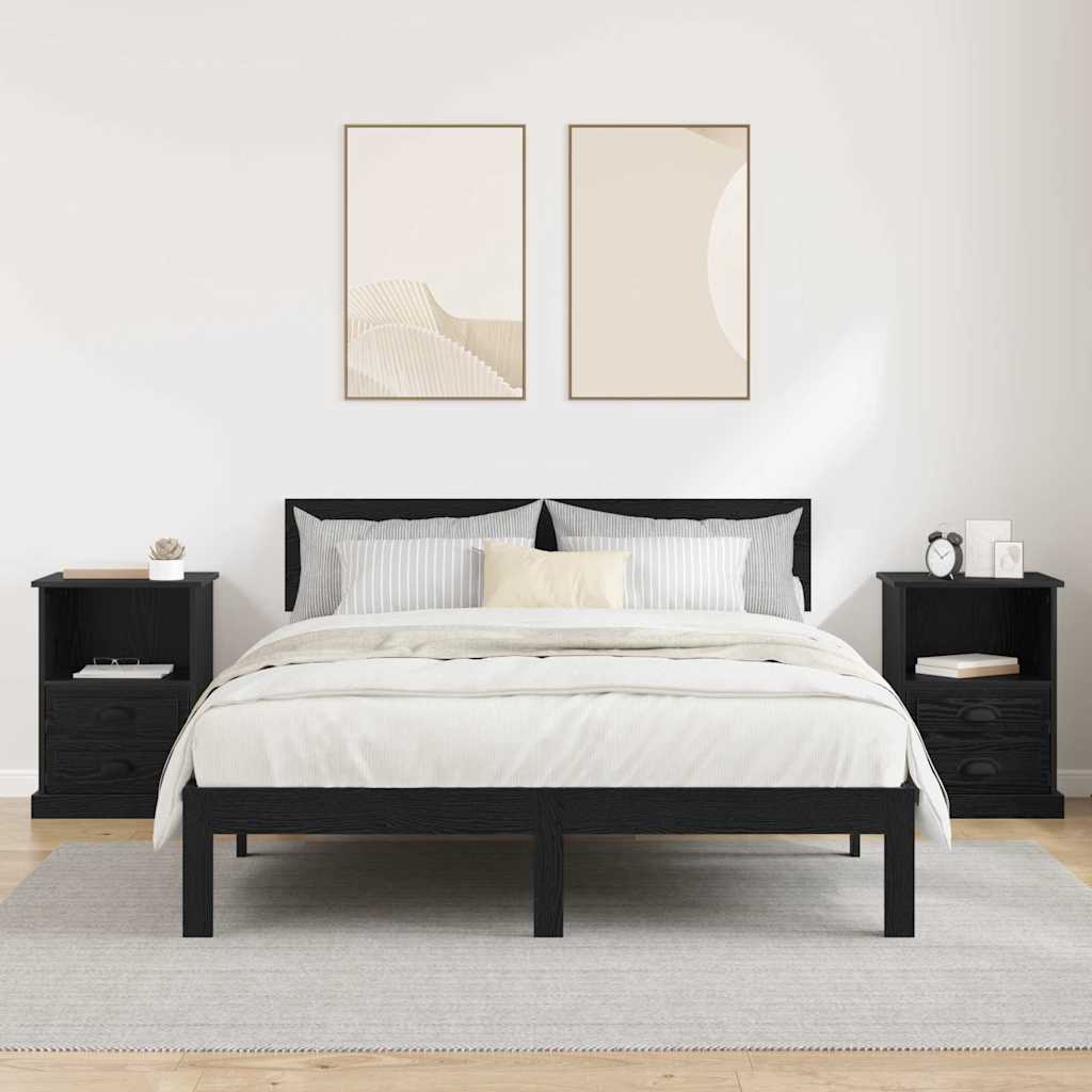 Bedside Cabinet 2 pcs Black oak 43 x 36 x 60 cm Engineered wood