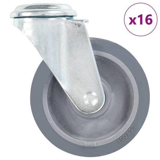 16 pcs Bolt Hole Swivel Casters 100 mm
