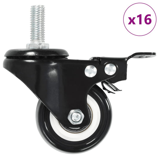 16 pcs Swivel Casters with Brakes 50 mm