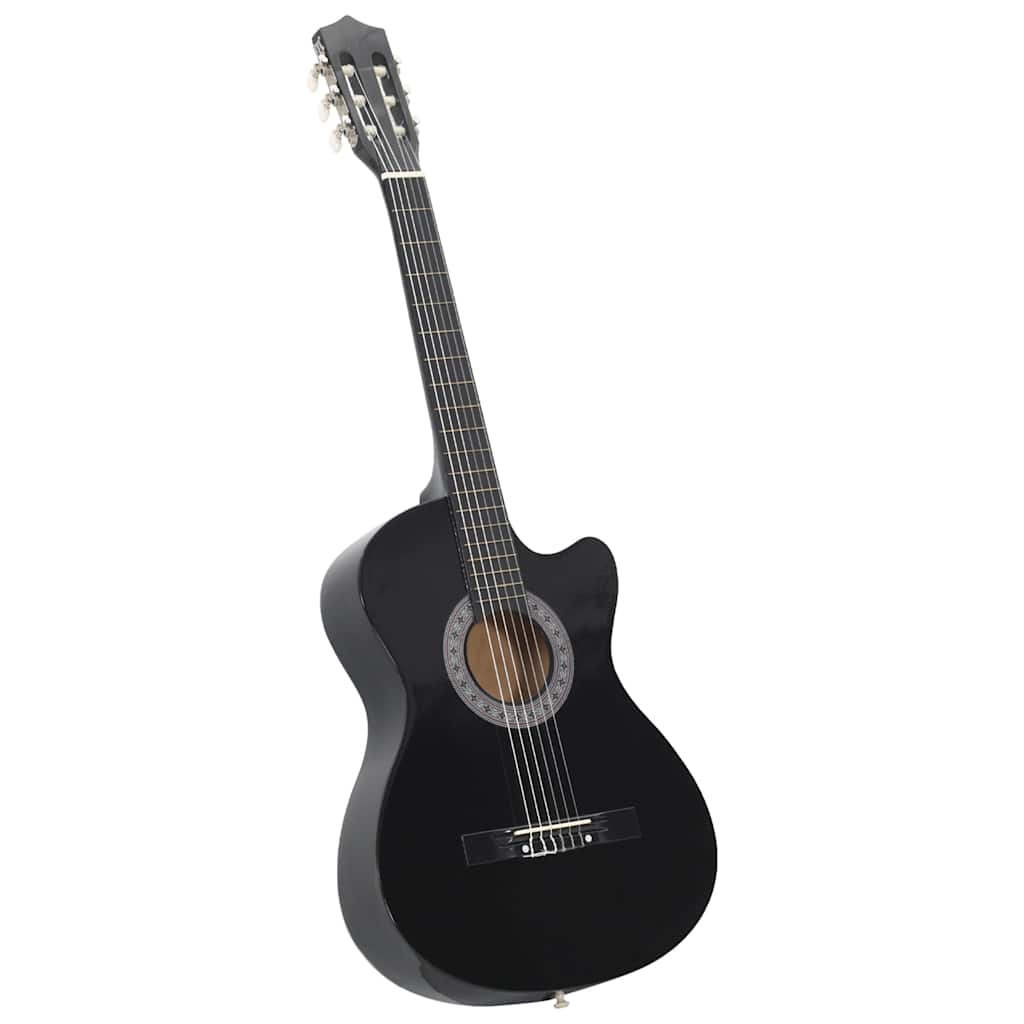 12 Piece Western Classical Guitar Set with 6 Strings Black 38"
