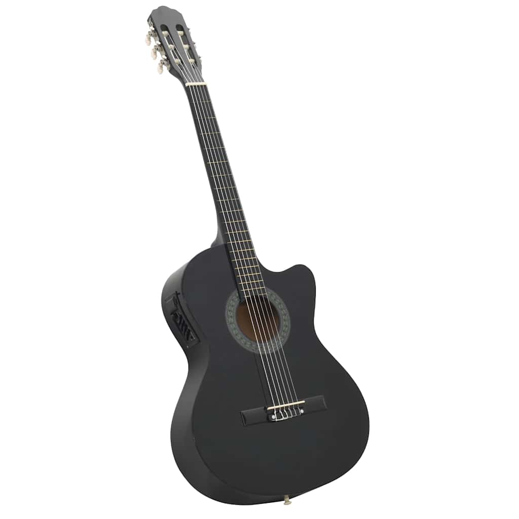 12 Piece Western Guitar Set with Equalizer and 6 Strings Black