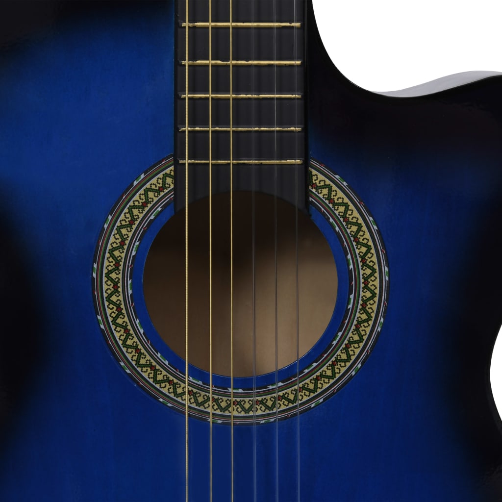 12 Piece Western Guitar Set with Equalizer and 6 Strings Blue