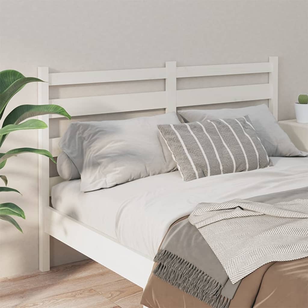 Bed Headboard White 206x4x100 cm Solid Wood Pine