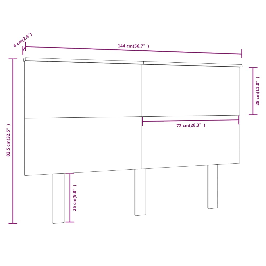 Bed Headboard White 144x6x82.5 cm Solid Wood Pine