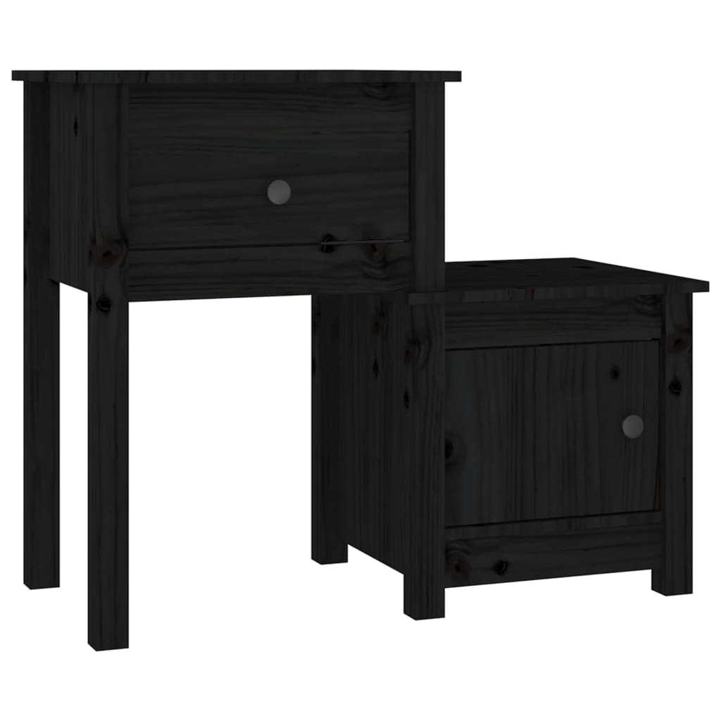 Bedside Cabinet 2 pcs Black 79.5x38x65.5 cm Solid Wood Pine