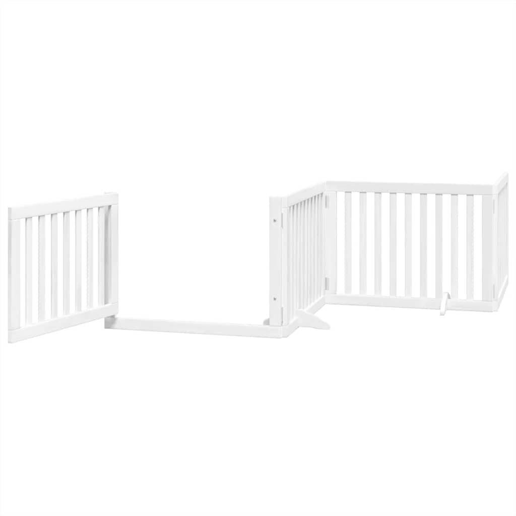 Dog Gate with Door Foldable 6 Panels White 480 cm Poplar Wood