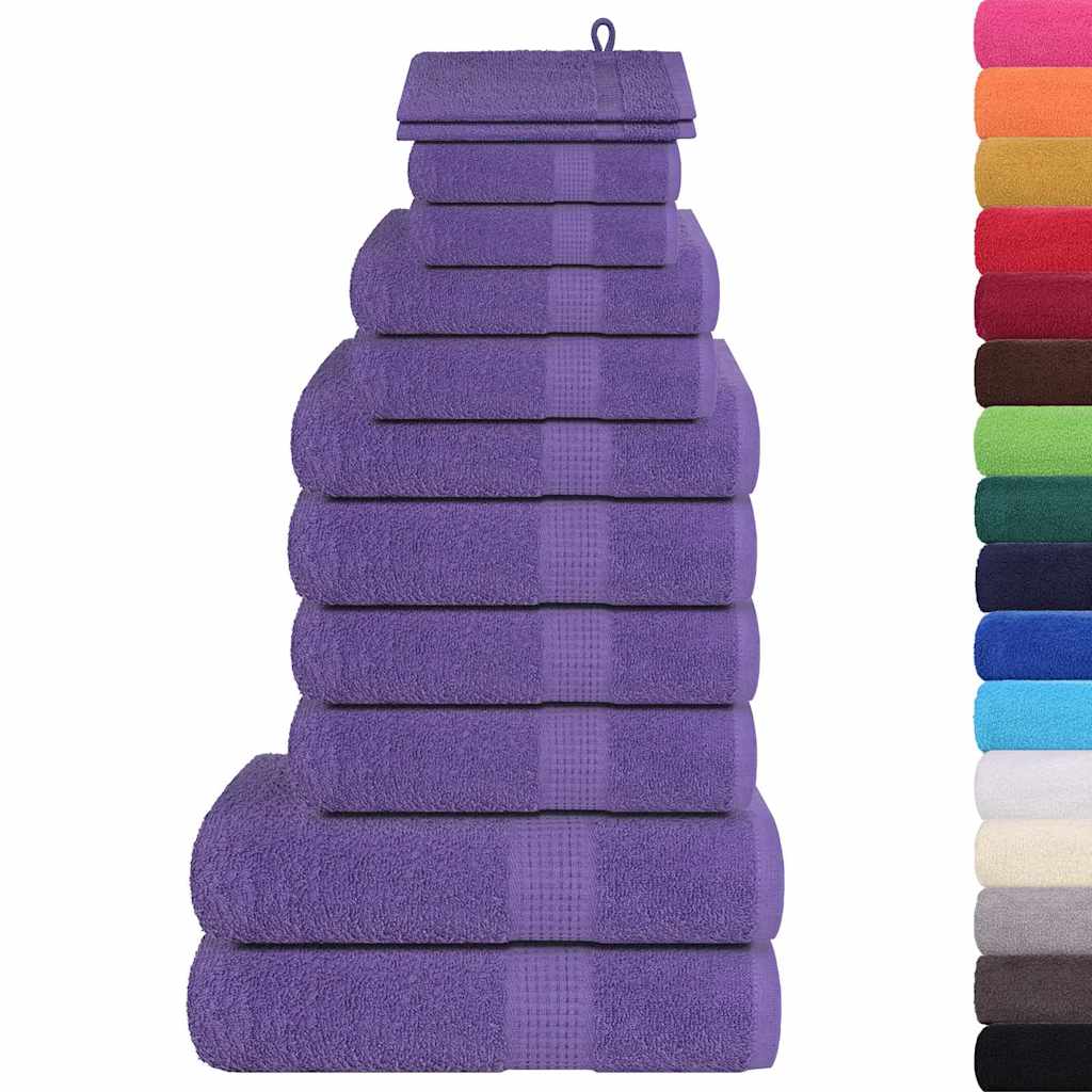 12 Piece Towel Set Purple 360 gsm 100% Cotton