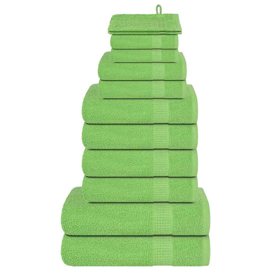 12 Piece Towel Set Apple Green 360 gsm 100% Cotton