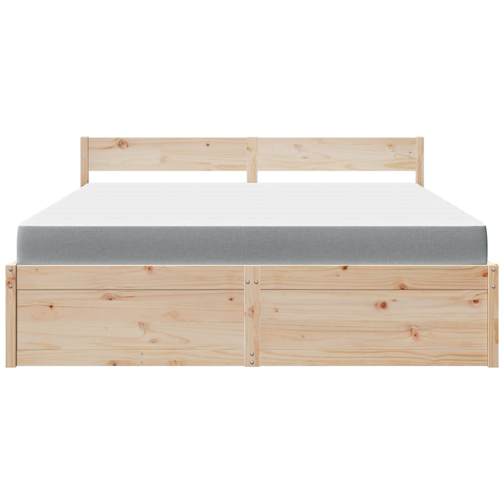 Bed with Drawers and Mattress 180x200 cm Super King Solid Wood Pine