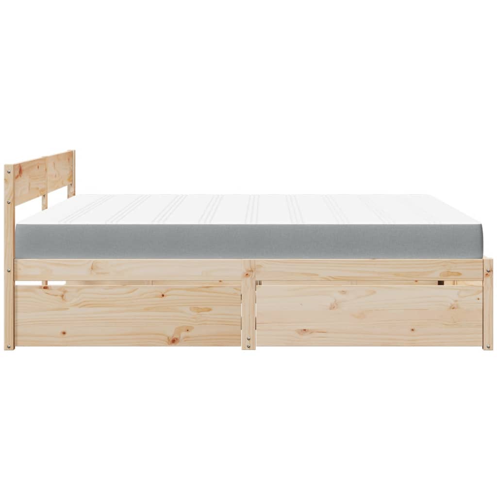 Bed with Drawers and Mattress 180x200 cm Super King Solid Wood Pine