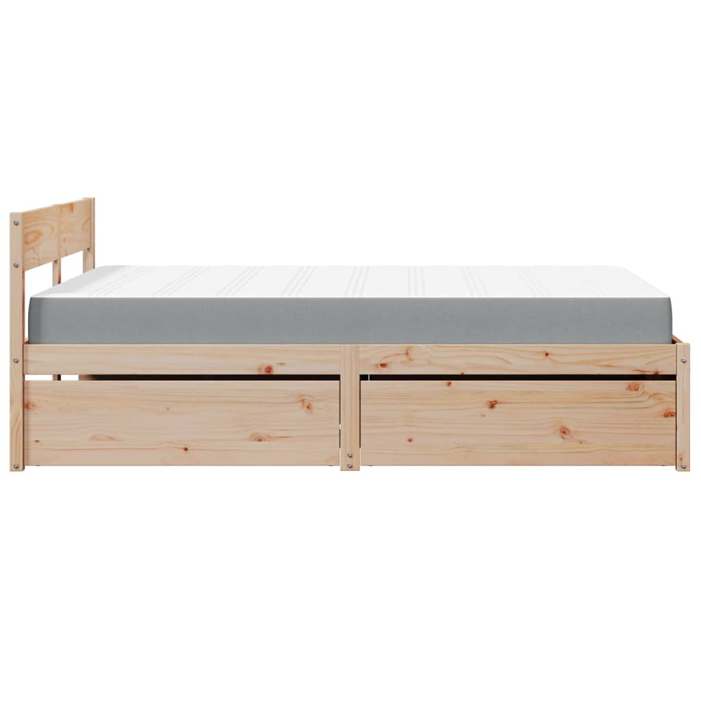 Bed with Drawers and Mattress 140x190 cm Solid Wood Pine