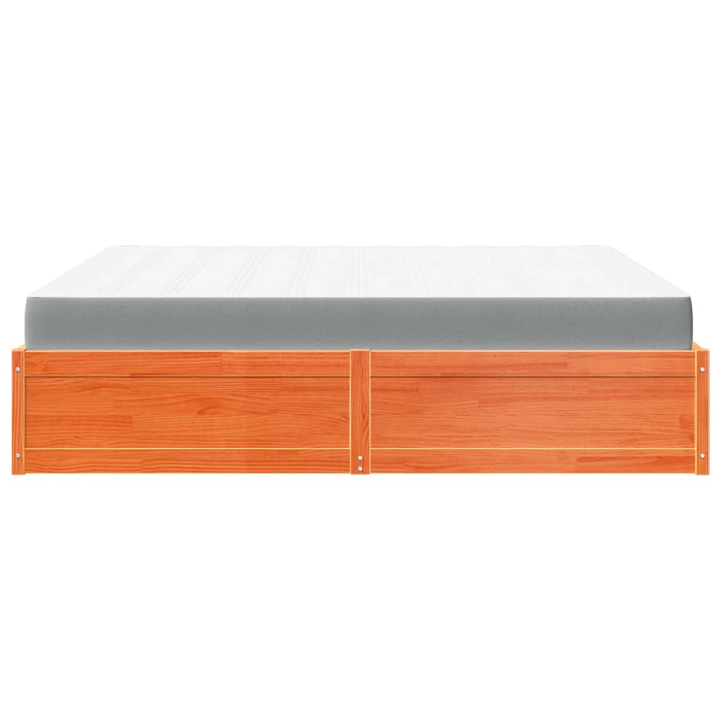 Bed with Mattress Wax Brown 180x200 cm Super King Solid Wood Pine