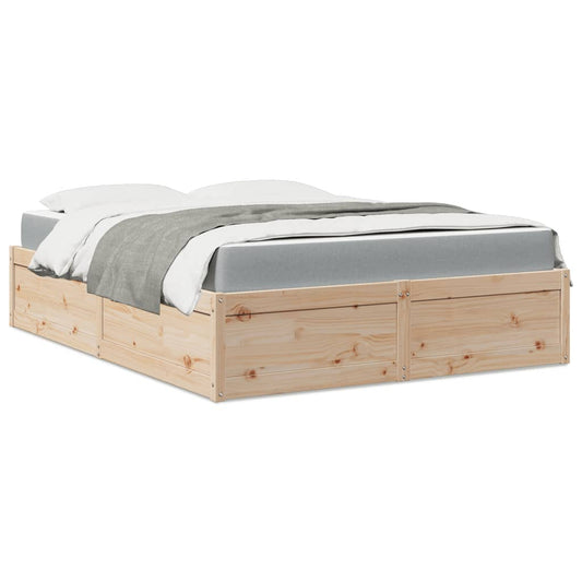 Bed with Mattress 160x200 cm Solid Wood Pine