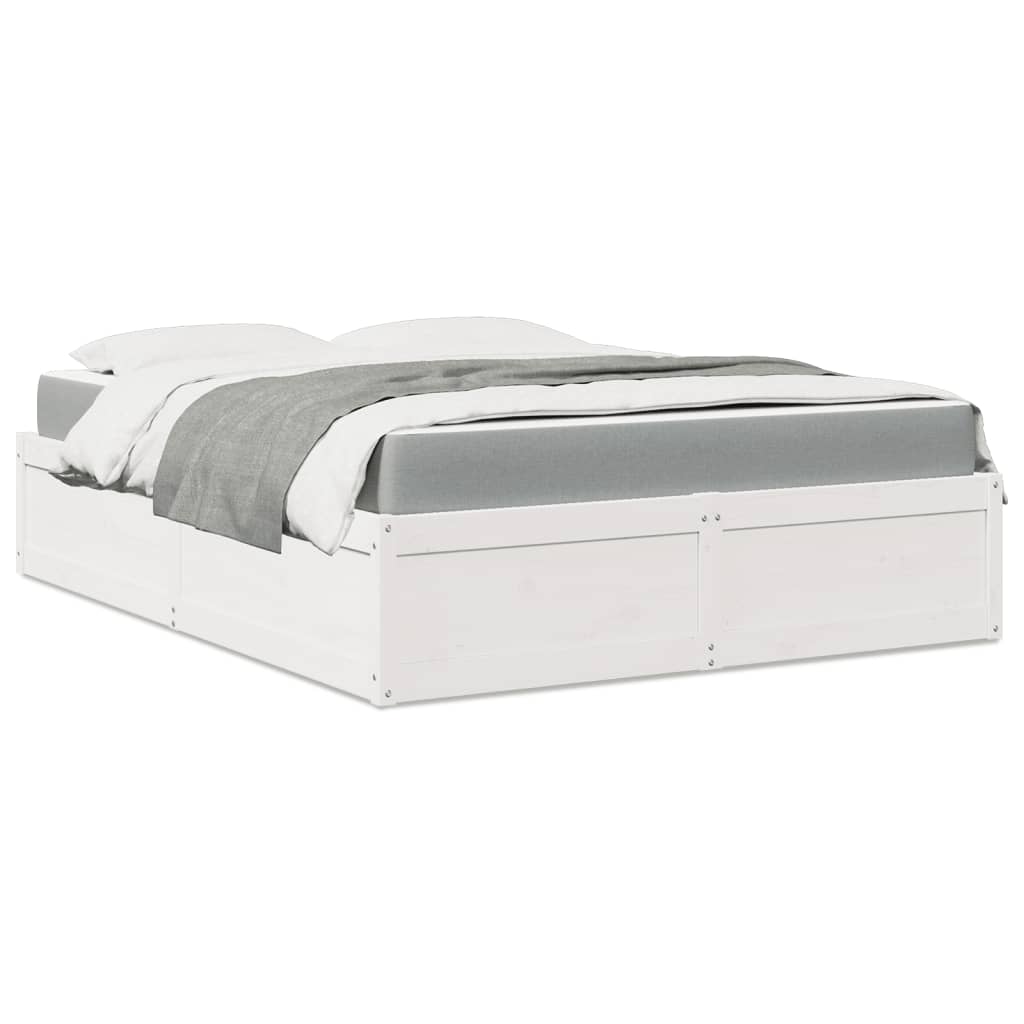 Bed with Mattress White 160x200 cm Solid Wood Pine